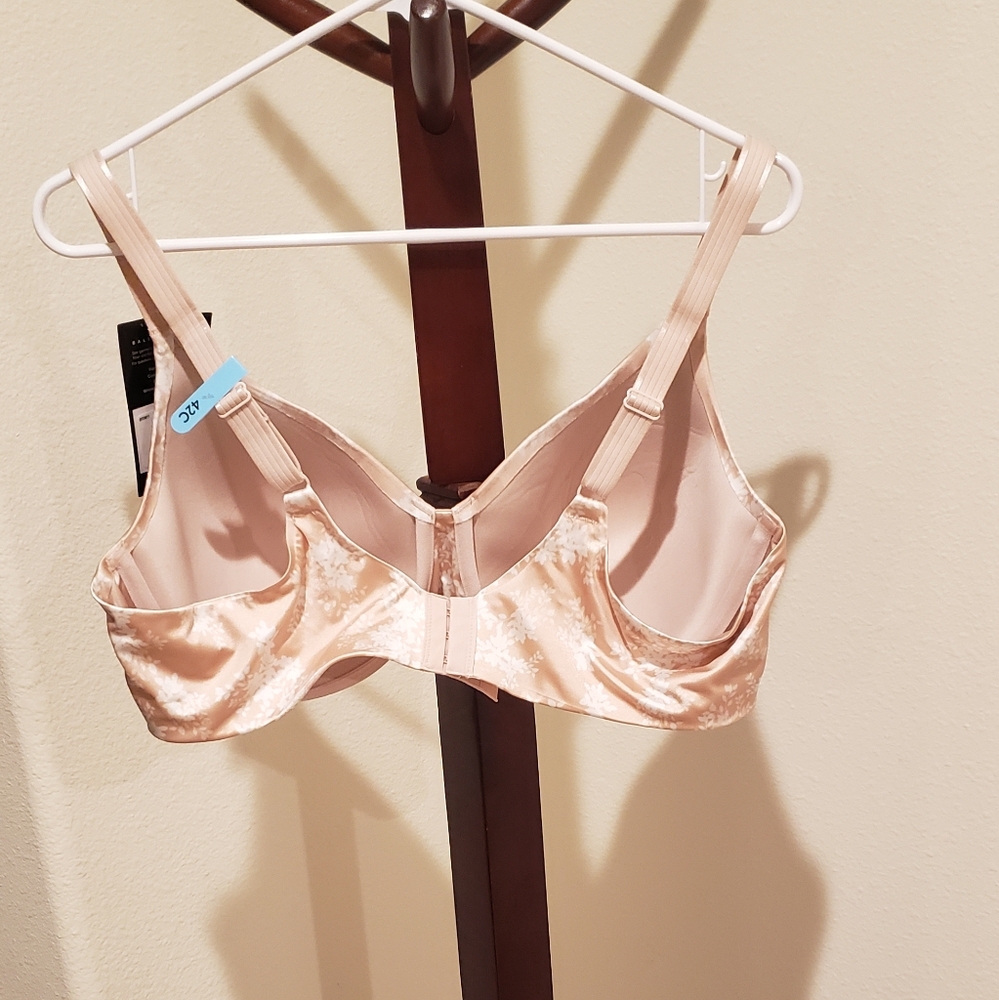 Bali t-shirt bra, tan/white floral print, size 42C - NEW - Picture 7 of 9